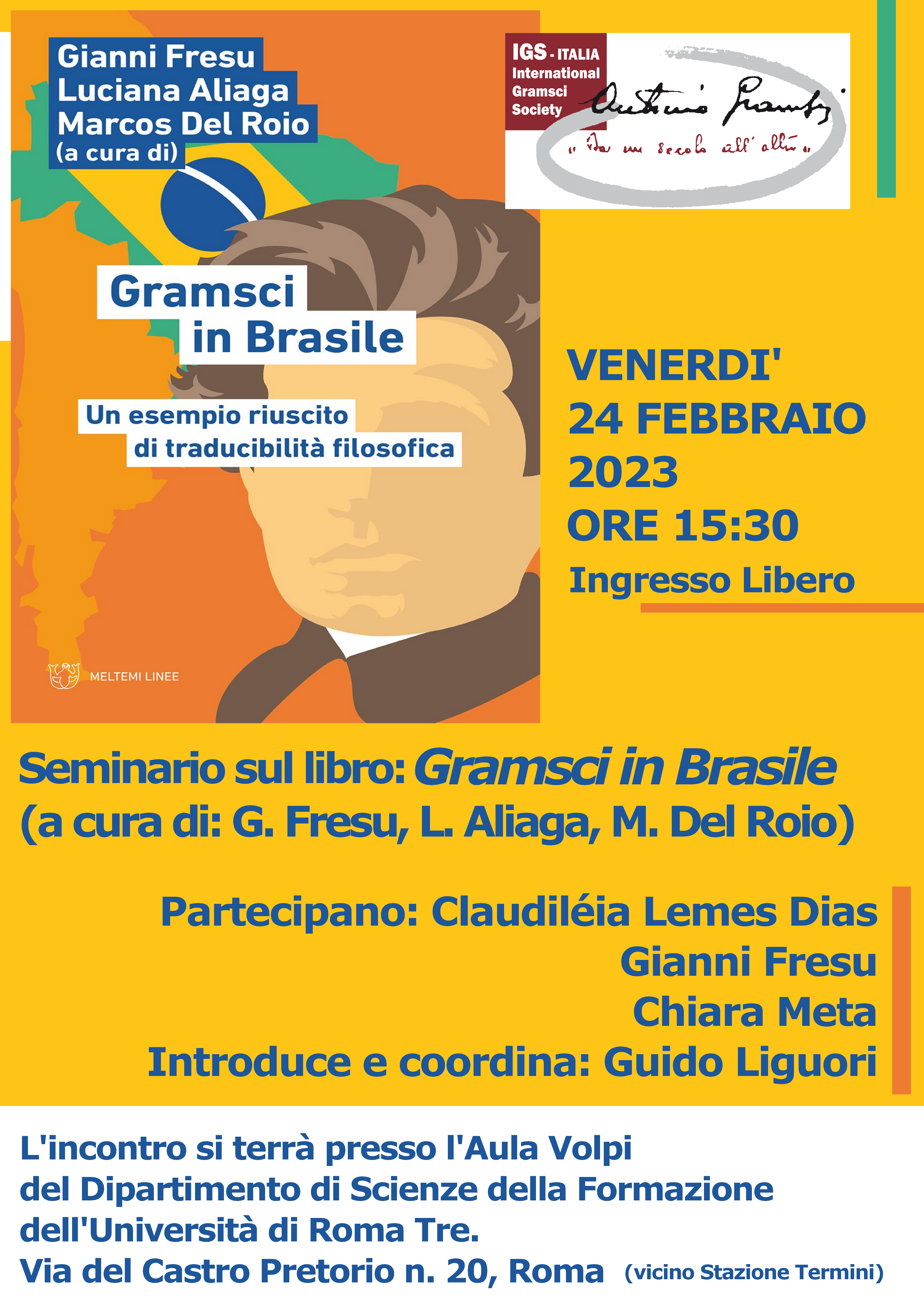 Locandina 24 febbraio Gramsci in Brasile